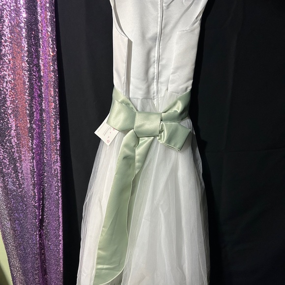 Flower Girl Easter Pageant White and Green Formal Dress with Flower NWT - Picture 5 of 7